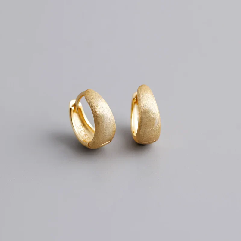 925 Sterling Silver Premium Matte Minimalism Unisex Huggies Ear Hoops Earrings for Women Gothic Piercing Men's Jewelry