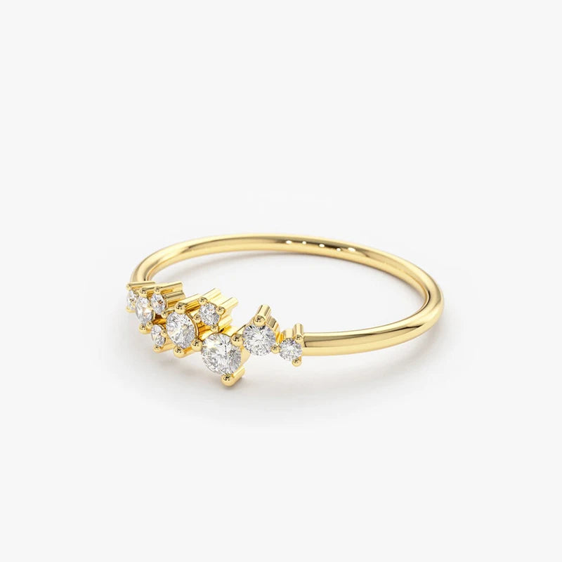Aliança Moissanite de Prata 925 para Mulheres, Anel de Diamante de Laboratório Brilhante, Joia Fina, Presente
