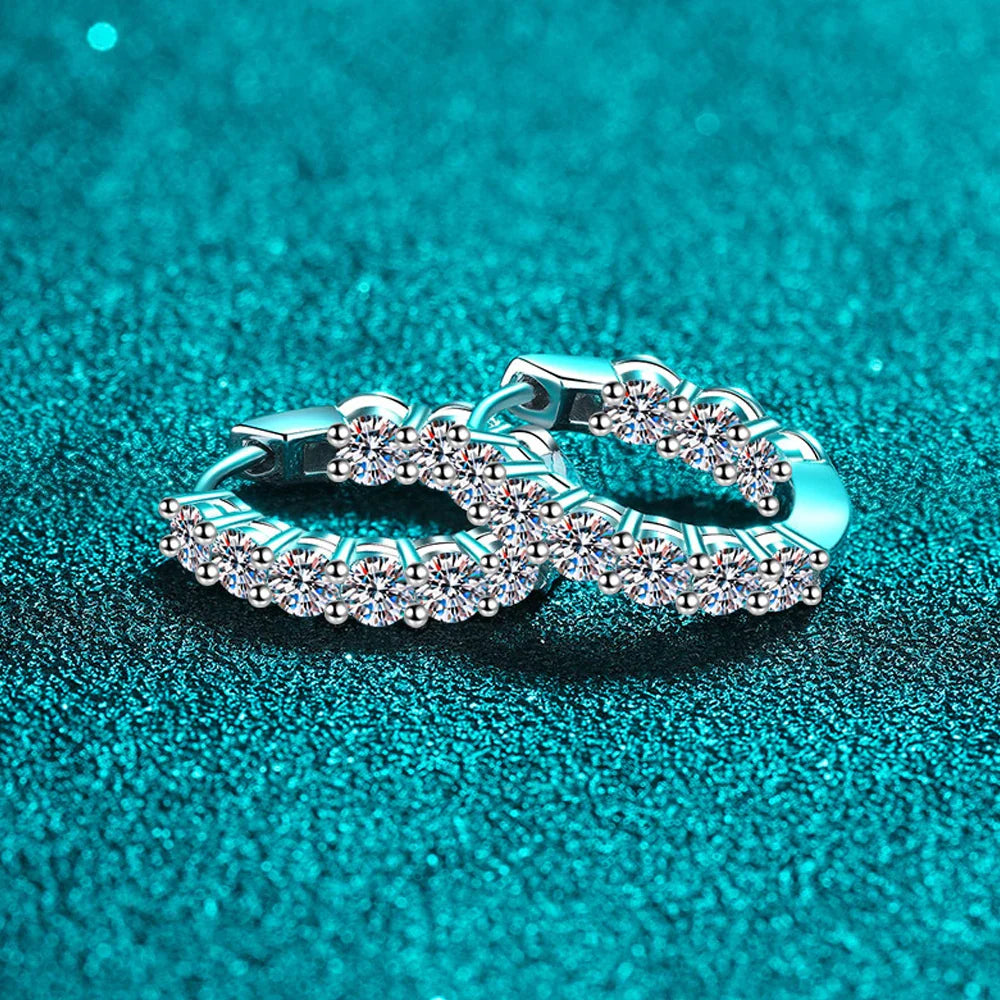 D VVS1 Full Moissanite Hoop Earring GRA Certified 925 Sterling Sliver Plated 18k Earrings for Women Party Gift Jewelry
