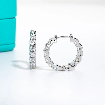 3mm 2.6cttw D Color Moissanites Hoop Earrings 925 Sterling Silver Luxury Huggie Earring for Women Jewelry Wholesale