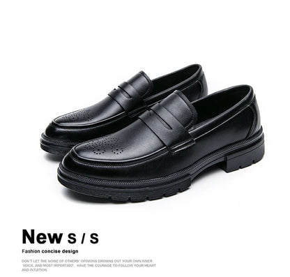 Platform Wedding Brogues Shoes For Men Classic Office Social Men's Dress Leather Shoes Formal Casual Business Loafers Male
