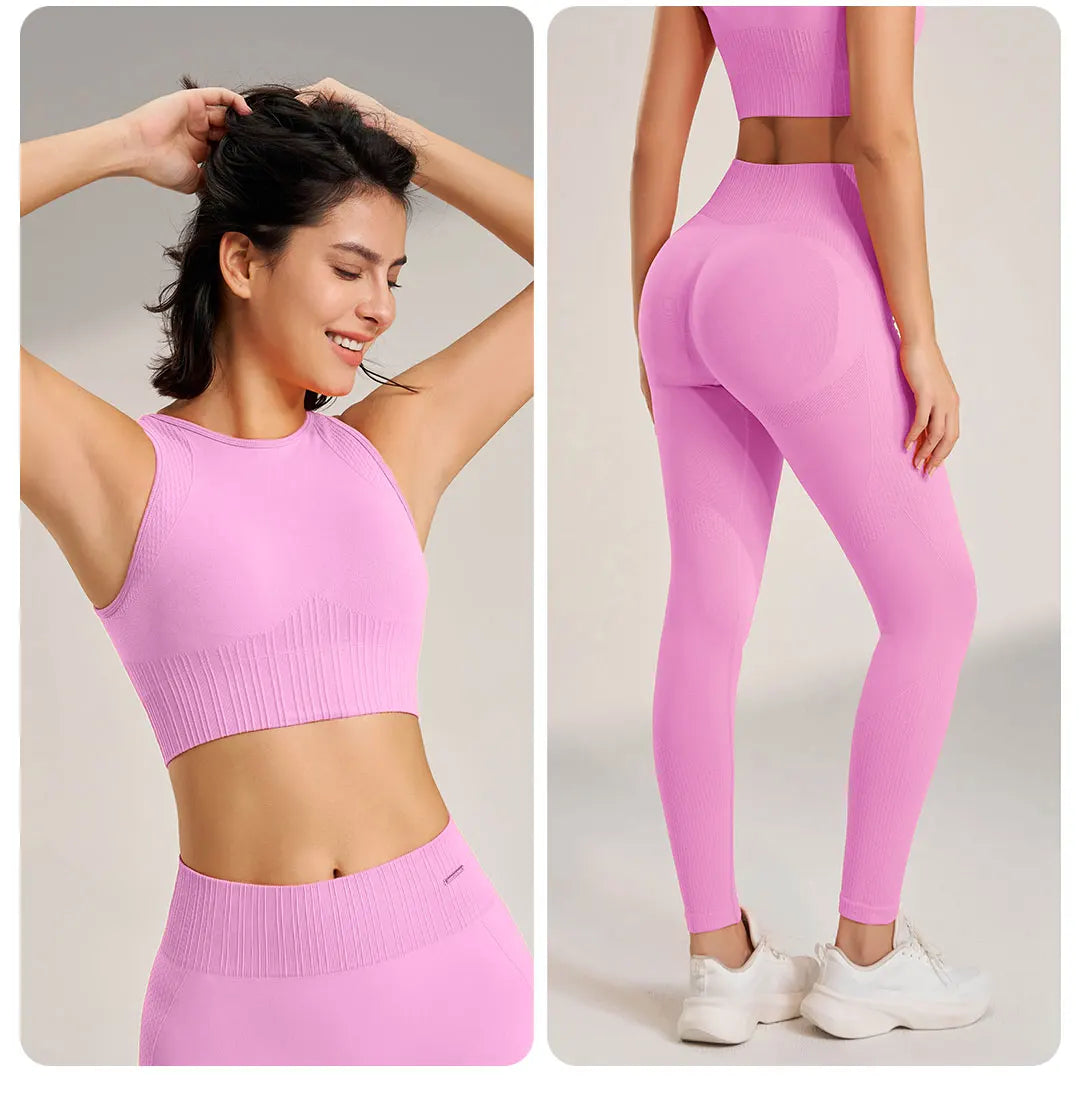 Yoga Clothing Set Women's High Waisted Leggings and Top Two Piece Seamless Fitness Exercise Clothing Fitness Underwear plus size