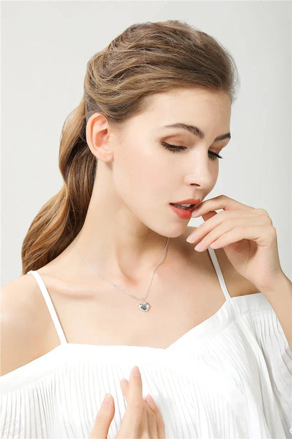Silver Color Solid Small Heart Pendant Necklace 16-30 Inch Snake Chain For Women Wedding Charm Fashion Jewelry