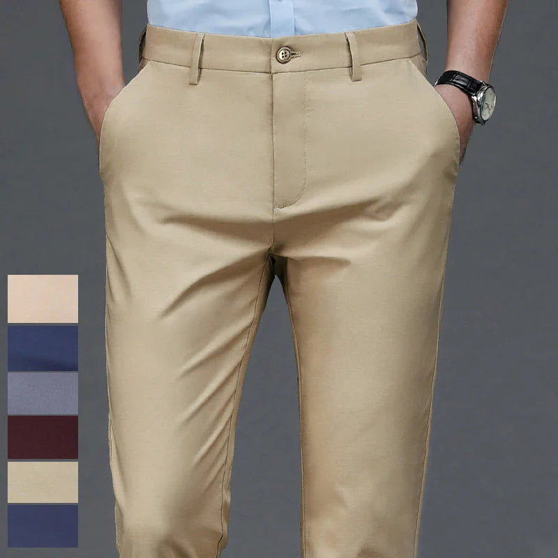 Mens Dress Pants Stretch Smart Fomal Pants Men's Trousers Black Blue Suit Pants Spring Summer Wedding Pants