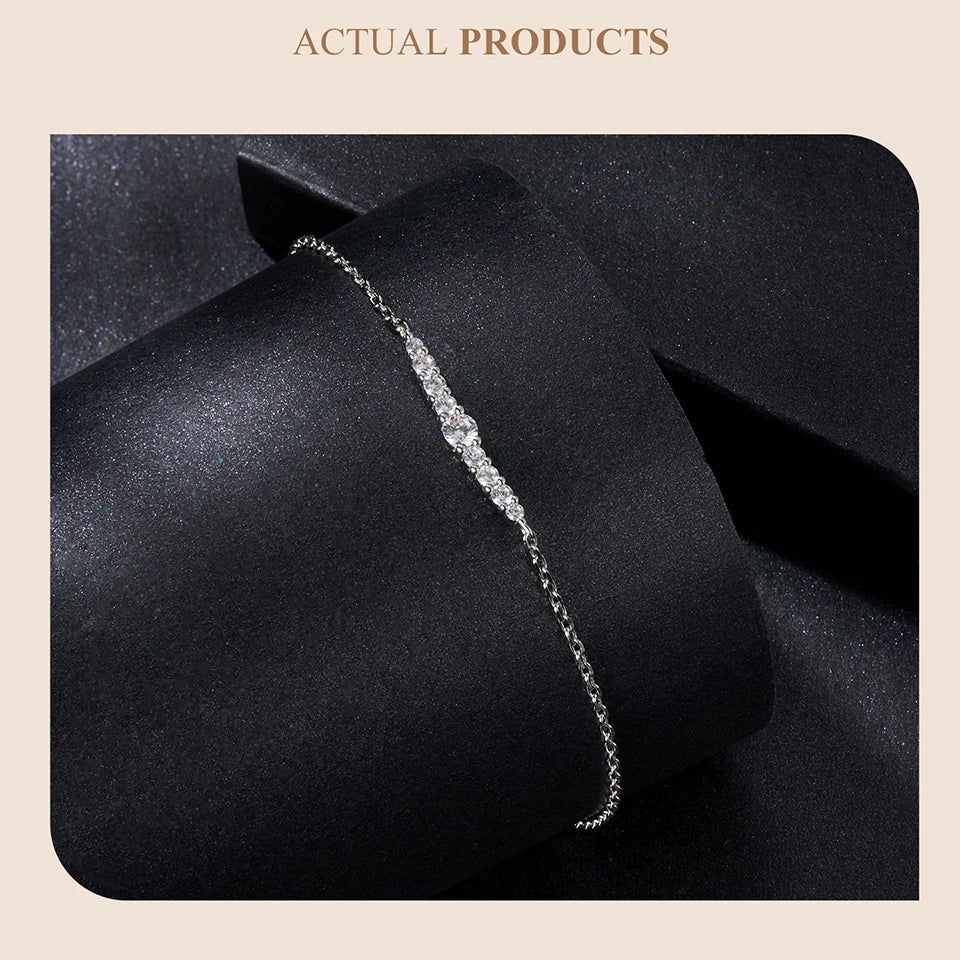 Sparkling Moissanite Bracelet Adjustable Strand Bracelet for Women Engagement Birthday Gift Fine Jewelry MSB023