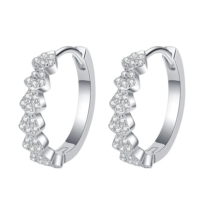 Full Moissanite Hoop Earrings for Women Brilliant cut Bride Wedding Jewelry 100% S925 Sterling Silver Plated 18k Earring