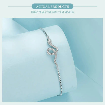 925 Sterling Silver Luxury Spirit Snake Bracelet Lobster Clasp Chain Pave Setting CZ for Women Trendy Fine Jewelry