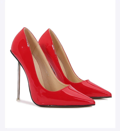 European And American Fashion Single Shoes European Station Pointed Toe Metal Thin Heel Elegant Women's Shoes High Heels Simple