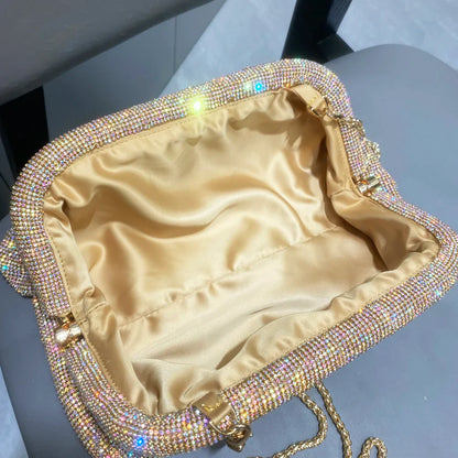 Shiny Rhinestones Handmade Evening Clutch Bags New Folds Purses and Handbags Luxury Designer Wedding Party High Quality