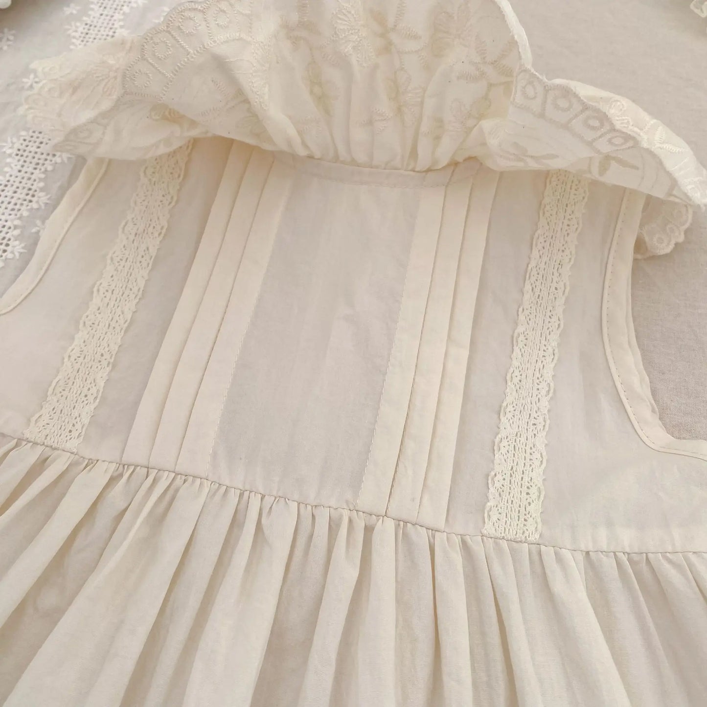2026 Girls Summer New 2-6Yrs Pure Cotton Sleeveless Lace Collar Baby Girl Dress Children Princess Birthday Sweet Dress