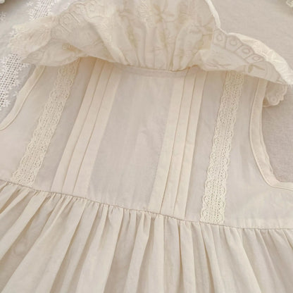2026 Girls Summer New 2-6Yrs Pure Cotton Sleeveless Lace Collar Baby Girl Dress Children Princess Birthday Sweet Dress