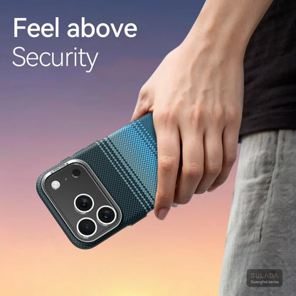 For Iphone 17 Pro Max / 17 Pro / 17 Magnetic Phone Case Carbon Fiber Pattern Magsafe Kevlar Pattern Shockproof Pc Hard Cover