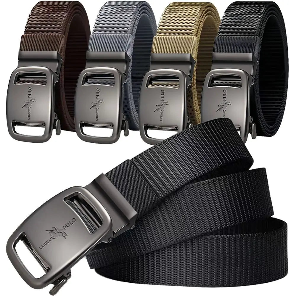 Black Automatic Buckle Belt Men Business Luxury Brand Quality Canvas Belt Casual Simple Wild Style Trendy Jeans Belt
