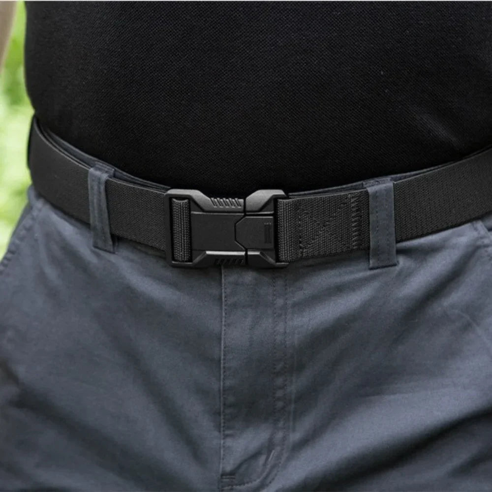 Tactical Belt Men's Elastic Webbing - Military Nylon Stretch Breathable Waistband for Outdoor Training Pants