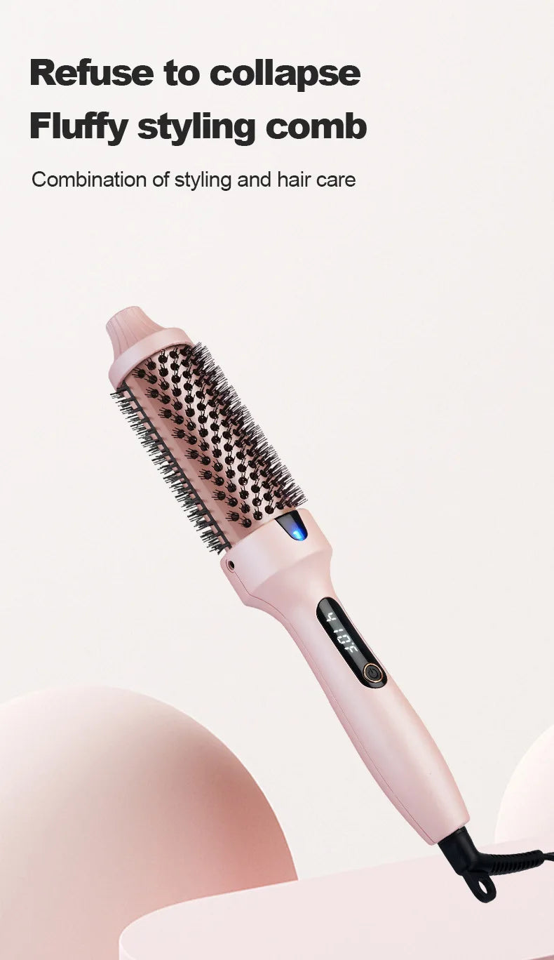 2-in-1 Fluffy Hair Straightening Comb Curling Iron for Inner Buckle & Bangs Styling Versatile Hair Straightener And Curler