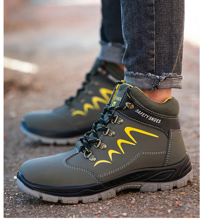 Waterproof  Indestructible Men Safety Shoes Construction Steel Toe Work Boots Non Slip Navy Platform Botas For Men Shoes