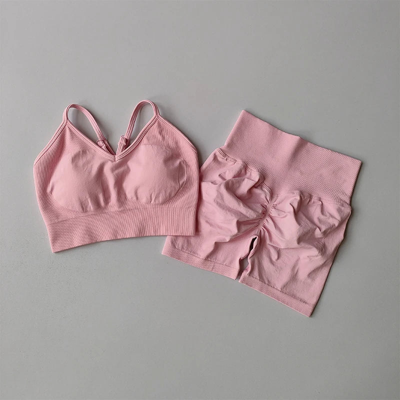 Butt Lifting Fitness Shorts Lifting Set for Women's Elastic Breathable Quick-drying Sports Underwear Beautiful Back Yoga Suit