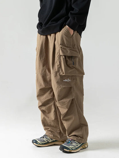 Korean Style Overalls Men's Japan Fashion Retro High Street Casual Fashion Tactical Pants Multi-pockets Parachute Casual Pants