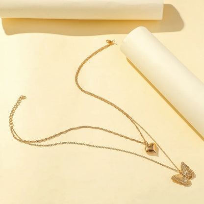 Korean Fashion Sweet Heart Shaped Necklace For Women Crystal Zircon Pendant Clavicle Chain Elegant Romantic Party Gift Jewelry
