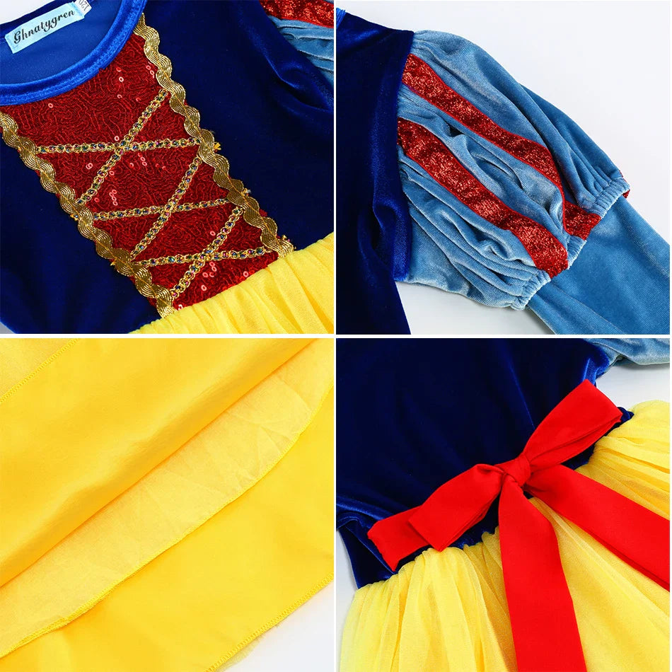 Halloween Girl Snow White Costume Party Dresses For Girls Cartoon Role Playing Outfits Kids Christmas Theme Fantasy Tulle Gown