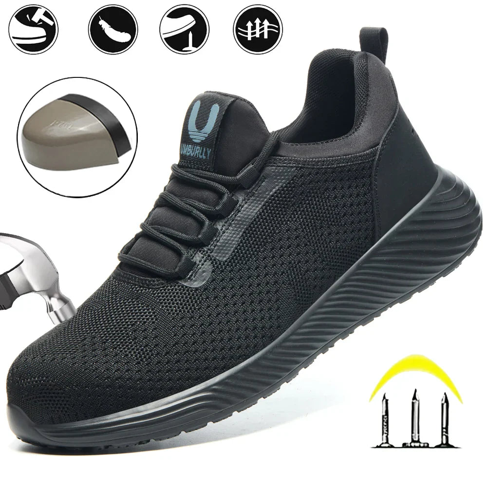 Safety Shoes Men With Steel Toe Cap Anti-smash Men Work Shoes Sneakers Light Puncture-Proof Indestructible Shoes Dropshipping