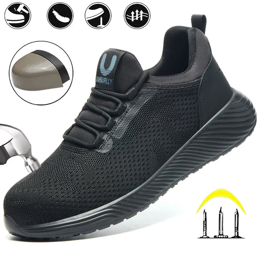 Safety Shoes Men With Steel Toe Cap Anti-smash Men Work Shoes Sneakers Light Puncture-Proof Indestructible Shoes Dropshipping
