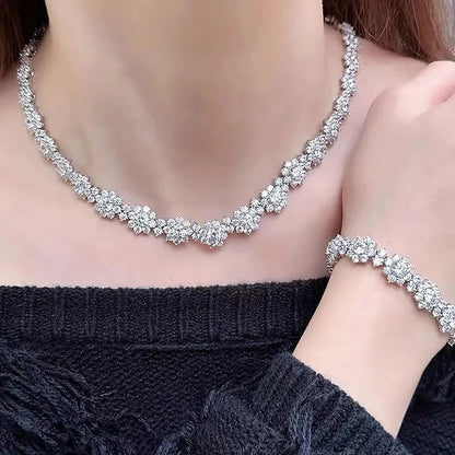 Full Moissanite Jewelry Set 925 Sterling Silver Sunflower Necklace Bracelet Earring Sets For Women Fine Jewelry GRA Tested