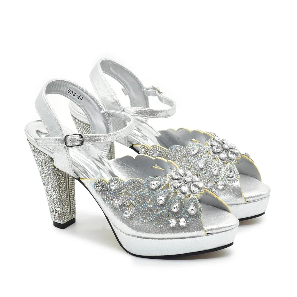 New Arrival Luxury Italian Shoes and Bag Set for Women Ladies Shoe and Bag Set Latest Designers Diamond Pumps Shoes and Bags