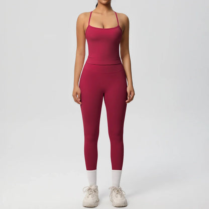 Halter Yoga Top Set Fitness Gym Suit Training Sleeveless Sport Gym Tops Crossover Back Sports Underwear  Tummy Control Slimming