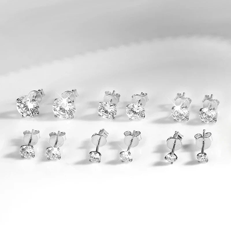 4 Prong 0.2-2CT Moissanite Stud Earrings D Color For Women Men S925 Silver Plated 18k Party Wedding Diamond Earring GRA