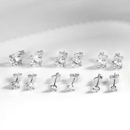 4 Prong 0.2-2CT Moissanite Stud Earrings D Color For Women Men S925 Silver Plated 18k Party Wedding Diamond Earring GRA