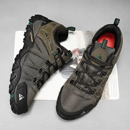Four-Season Men's Hiking Shoes Outdoor Sports Genuine Leather Wear-Resistant Climbing Shoes Rubber Sole Trekking Sneaker
