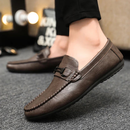 Trend White Loafers Man Big Size 46 Breathable Lightweight Men's Leather Shoes Comfortable Casual Shoes Men Driving Shoes