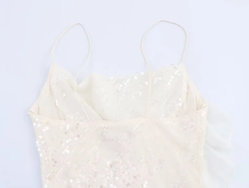 Sequin Mini Dress Woman Sexy Slip Party Dresses for Women Summer Backless Women's Dress Straps Beach Short Dresses