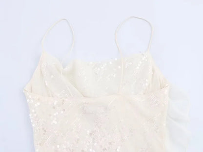 Sequin Mini Dress Woman Sexy Slip Party Dresses for Women Summer Backless Women's Dress Straps Beach Short Dresses