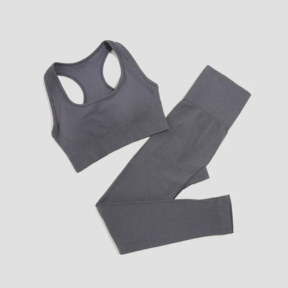 Seamless Gym Set Women Sport Suit Yoga Sets 2 Pcs Tracksuits Fitness Wear Sportswear Leggings Padded Sports Bras Workout Clothin