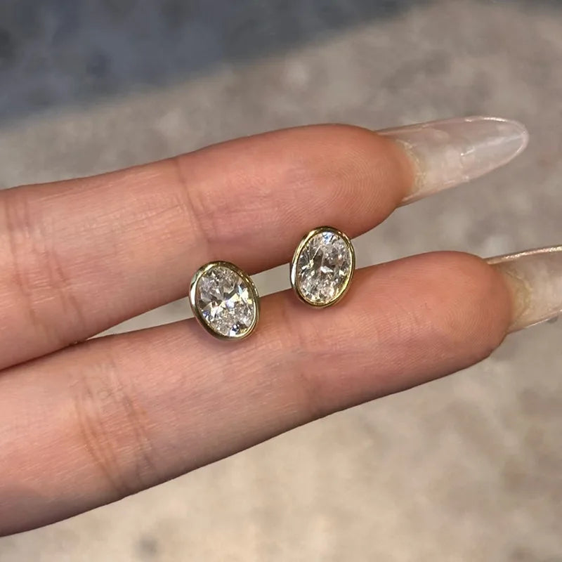 Classic Oval/Water drop Bubble Zircon Earrings for Women S925 Silver Plated 18k Gold Party Fine Jewelry Wholesale