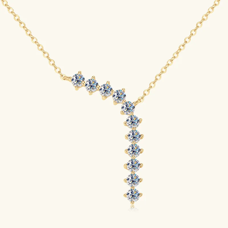 1.7cttw D color Moissanite Earrings Necklace 925 Sterling Silver Y-Shaped Pendant Necklaces Jewelry Set For Women Charming Gift
