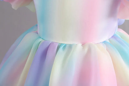Rainbow Tutu Girls Party Dress Pageant Children Costume Princess Kids Bridesmaid Clothes For Birthday Wedding Gowns Vestidos 1-6