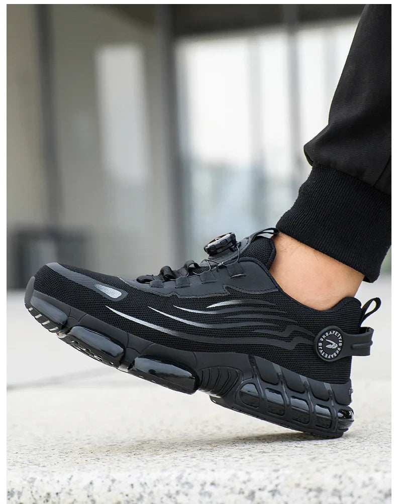 Rotating Button Safety Shoes Men Anti-smash Anti-puncture Work Shoes Fashion Men Sport Shoes Security Protective Boots 36-50