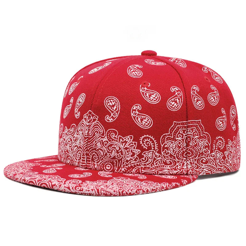 2024 New Fashion West Coast Cashew Flower Printing Snapback Cap Outdoor Sun Men Woman Baseball Hat Adjustable