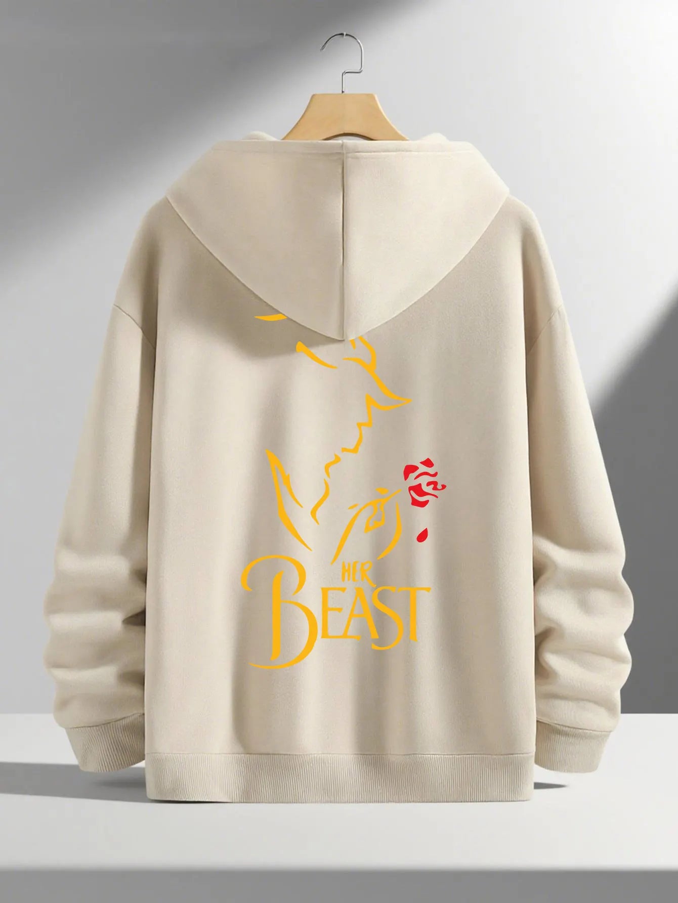 Romantic Theme Beauty and the Beast Couple Hoodies Men'S Women'S Separate Styles Pullover Casual Loose Fit Sweatshirt Hoodie Y2K