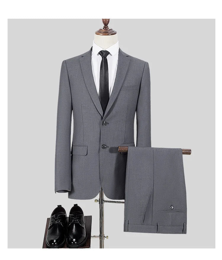 Terno S-8GG (Blazer + Calça) Masculino Moda Casual Ao Ar Livre Cavalheiro Negócios Casamento Slim-fit Formal Estilo Britânico Terno de Casamento
