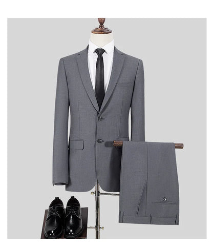 Terno S-8GG (Blazer + Calça) Masculino Moda Casual Ao Ar Livre Cavalheiro Negócios Casamento Slim-fit Formal Estilo Britânico Terno de Casamento