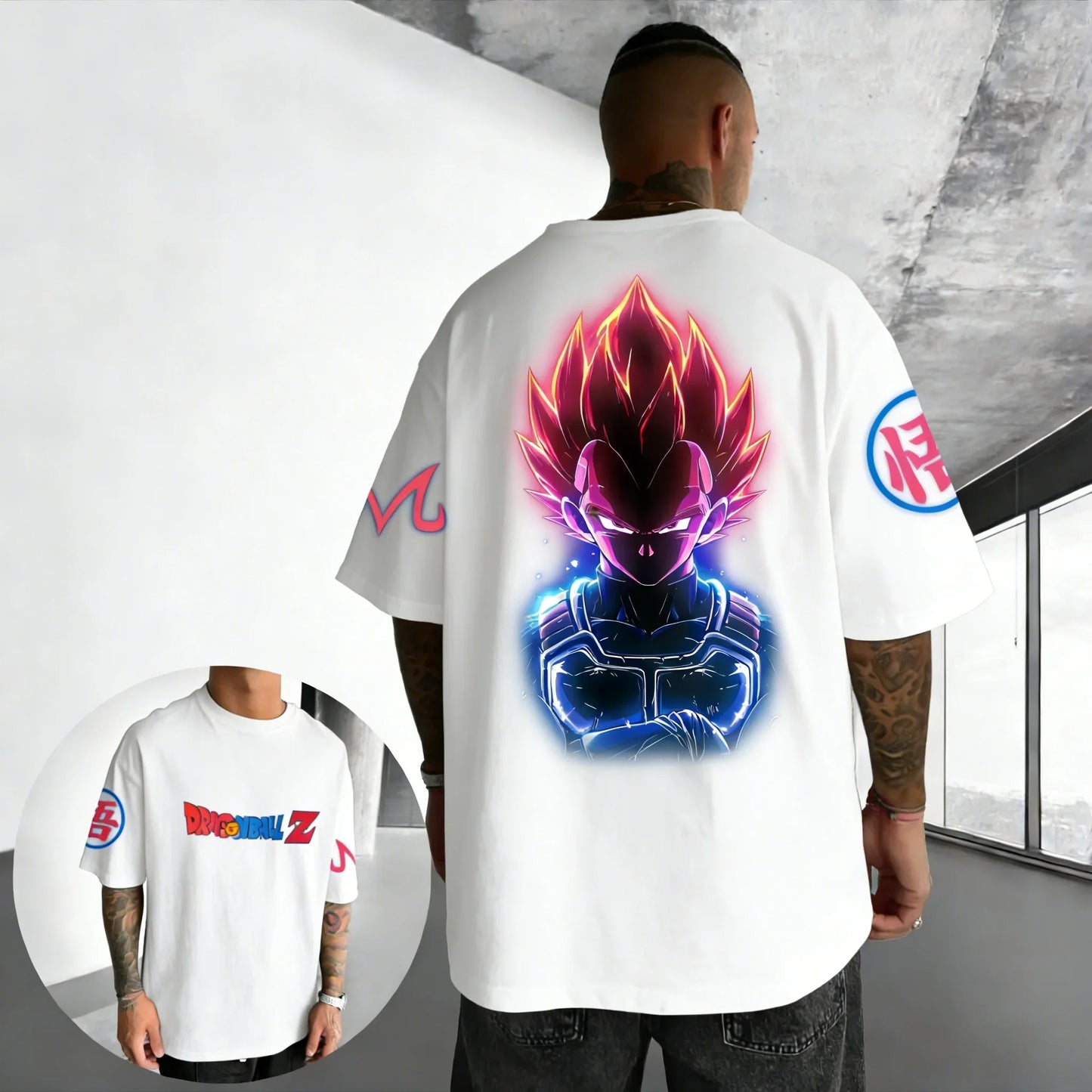 T-shirt Summer New Vegeta Print Men and Women Harajuku Loose Casual Parent-child Short Sleeved Shirt