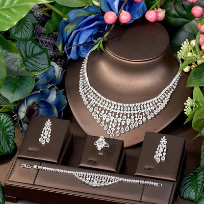 May New Accessories Classic Beauty Jewellery Women's Set Necklace Earrings Cubic Zirconia Dress Dinner Wedding Bridal M-216