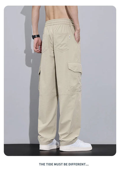 Brand Clothing Spring Summer Men's Cargo Pants Loose Straight Parachute Pants Sport Casual Long Trousers Male
