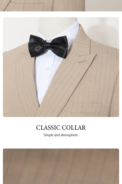 High quality striped suits for men slim fitting luxury man clothing elegant mens suit Wedding trends costumes