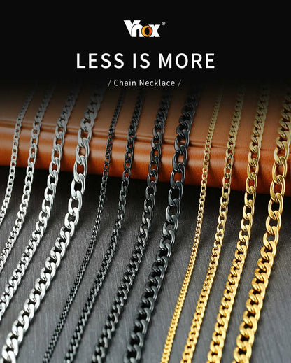 Men's Cuban Link Chain Necklace Stainless Steel Black Gold Color Male Choker colar Jewelry Gifts for Him