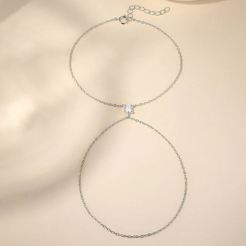 4mm Moissanite Ring Bracelet for Women Elegant S925 Sterling Silver Adjustable Chain Lab Diamond Jewelry Birthday Gifts